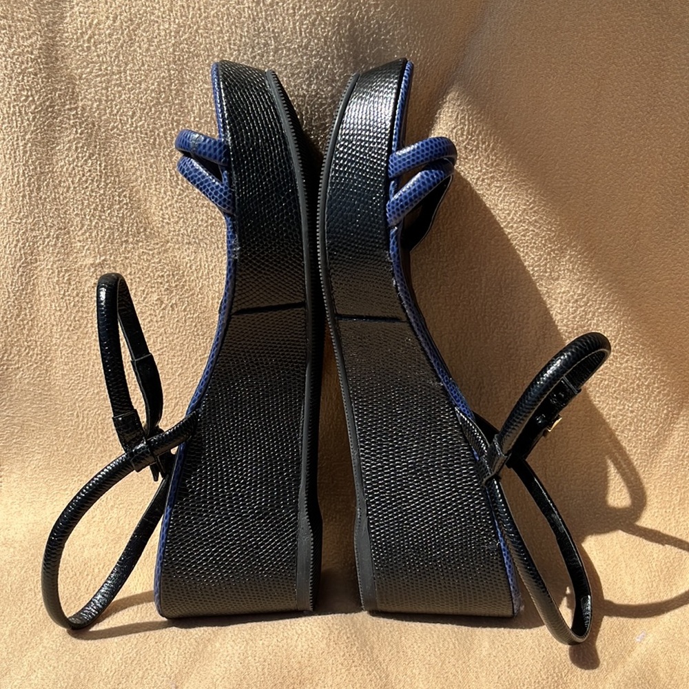 Authentic Fendi Blue Leather Platform Wedge - Picture 6 of 16